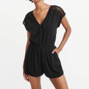 A&F Black Lace Pieced Dolman Romper